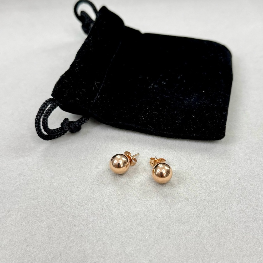 Elegant Gold Ball Stud Earrings 14K Rose Gold